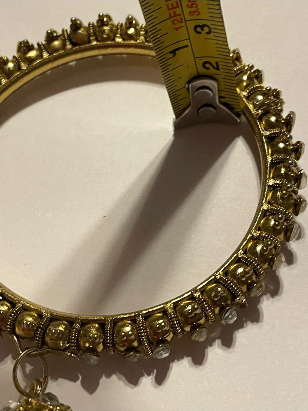 Jeweled Belly Dancer Tassel Gold Tone Bangle Bracelet #7142 - Picture 5 of 9
